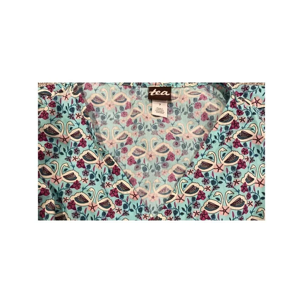 Tea Collection Blue Swan Print Dress